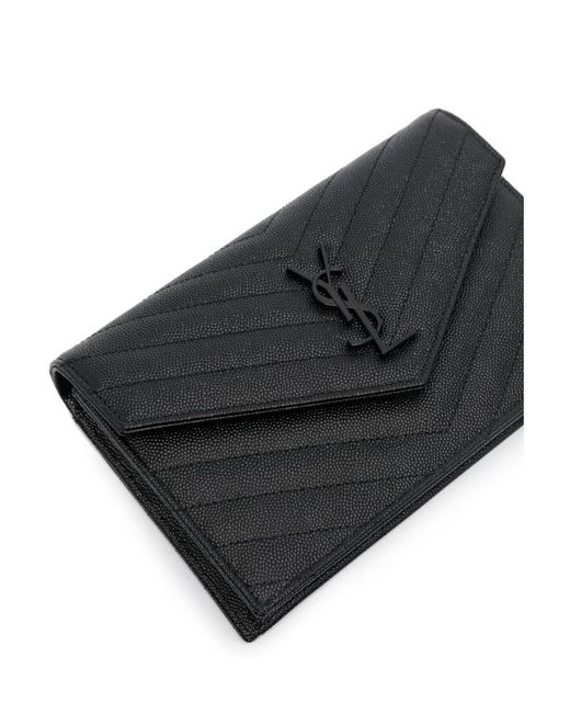 Saint Laurent Black Cassandre Envelope Chain Wallet