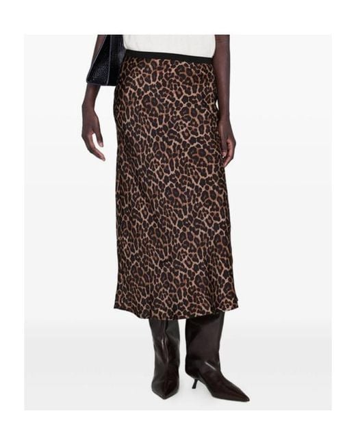 Anine Bing Brown Leopard-Printed Midi Skirt