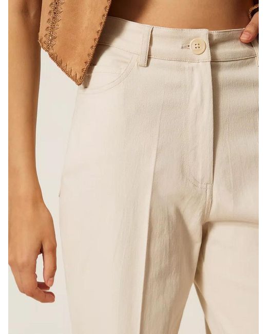Twinset White Pressed-Crease Trousers