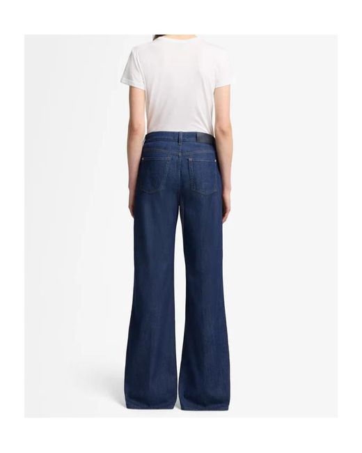 7 For All Mankind Blue High-Waisted Wide-Leg Jeans