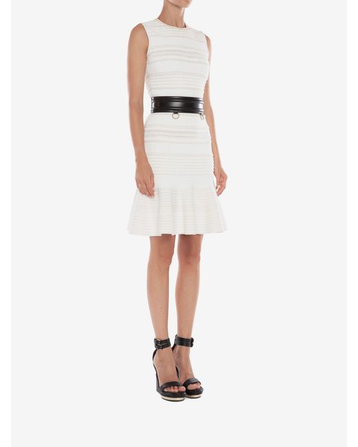 McQueen White Striped Mini Dress
