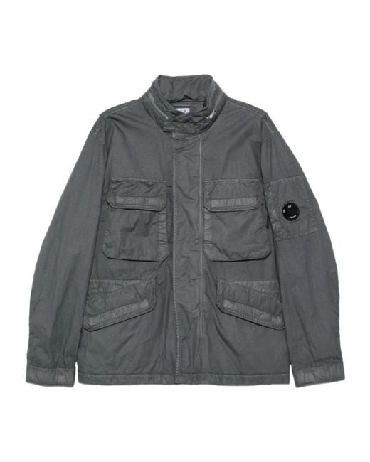 C P Company Gray 50 Fili Wax Pocket Zip Jacket for men