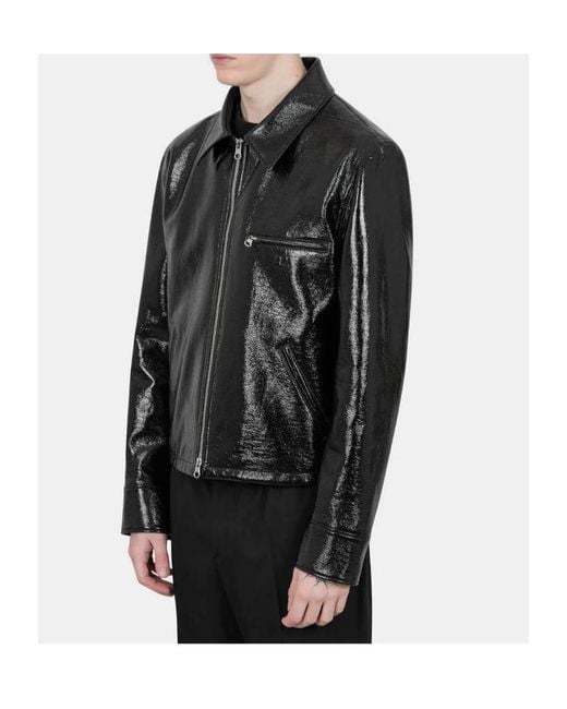 Courreges Black Courrèges Logo Embossed Zip-Up Vinyl Jacket for men