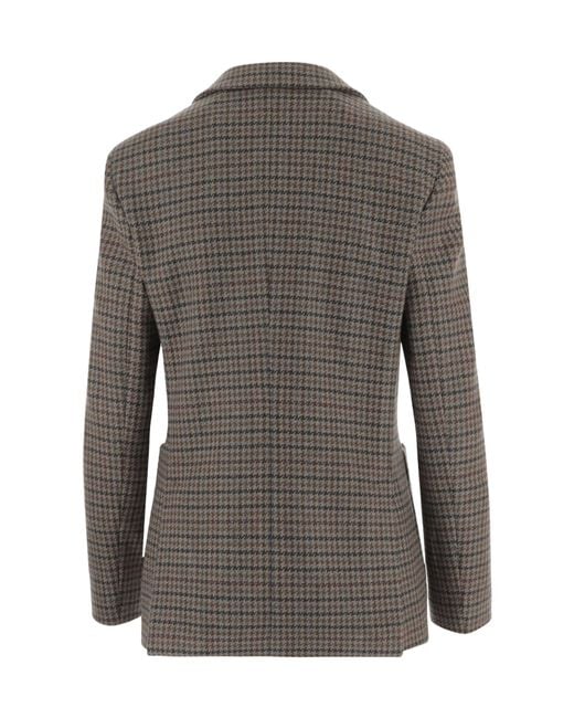 Lardini Brown Houndstooth Single-Breasted Blazer