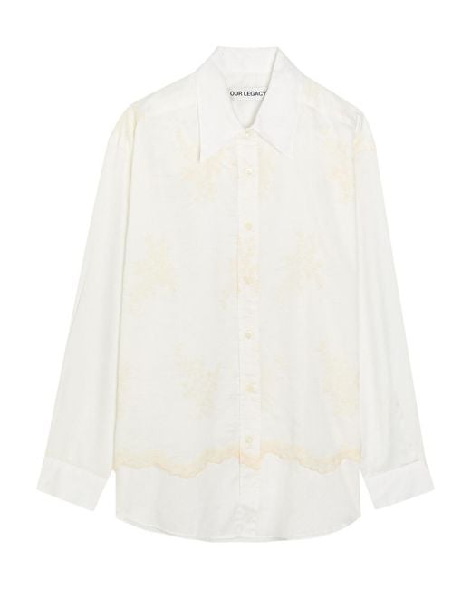 Our Legacy White Precious Embroidered Cotton-Poplin Shirt