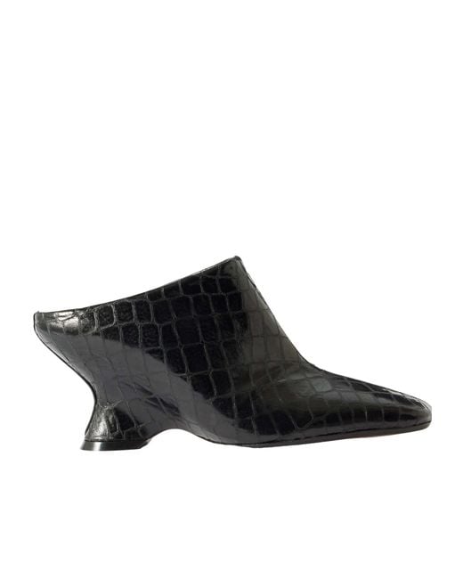 Dries Van Noten Black Wedge Mules