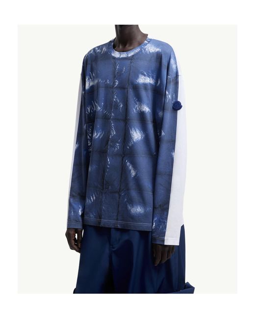 Moncler Blue Long-Sleeved T-Shirt for men