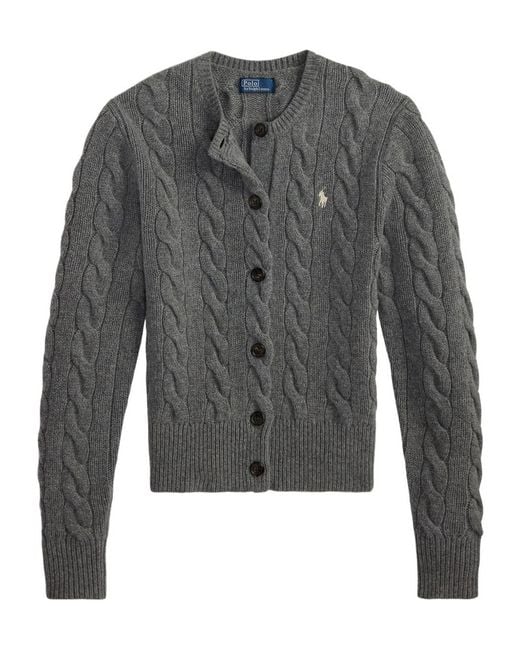 Polo Ralph Lauren Gray Logo Embroidered Crewneck Cardigan