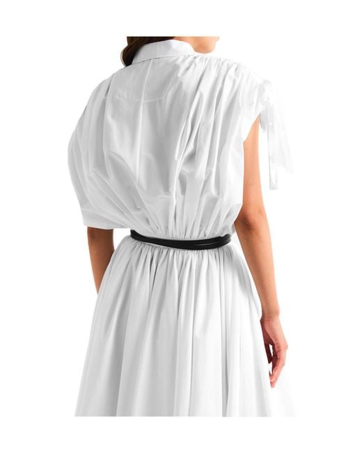Givenchy White Long-Sleeve Midi Shirt Dres
