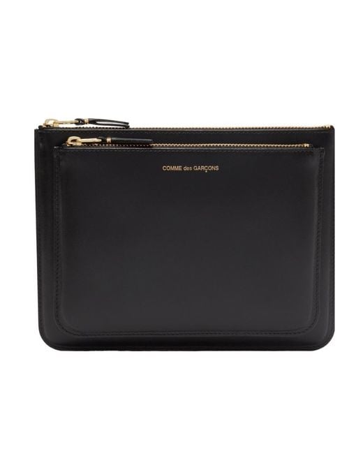 Comme des Garçons Black Zip-Up Leather Wallet