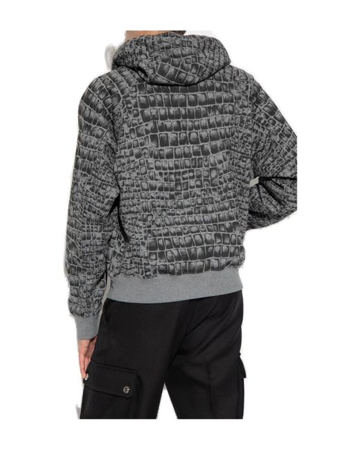 Versace Gray Logo-Printed Drawstring Hoodie for men