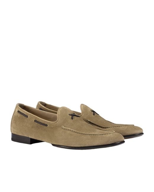 Doucal's Multicolor Sesame Suede Loafer With Braided Lacing for men