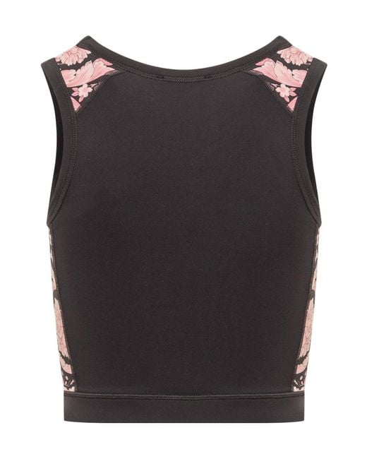 Versace Black Logo Detailed Crewneck Cropped Sports Top