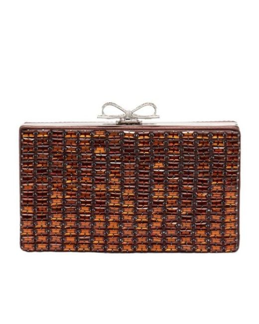 Self-Portrait Brown Chainmail Clutch Bag