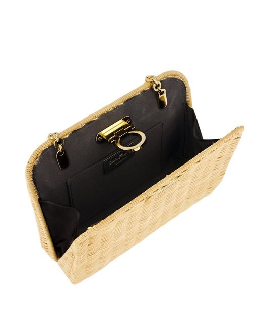 Ferragamo Metallic Diana Clutch (S)