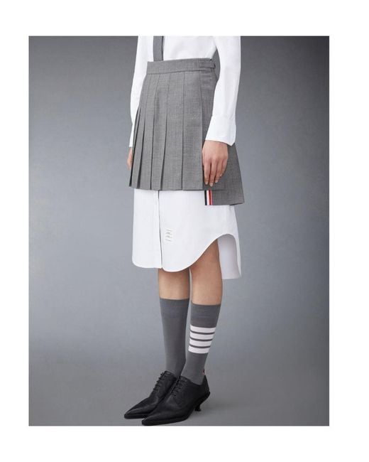 Thom Browne Gray Pleated Mini Skirt