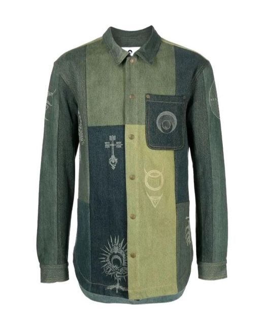 MARINE SERRE Green Patchwork Shirt for men