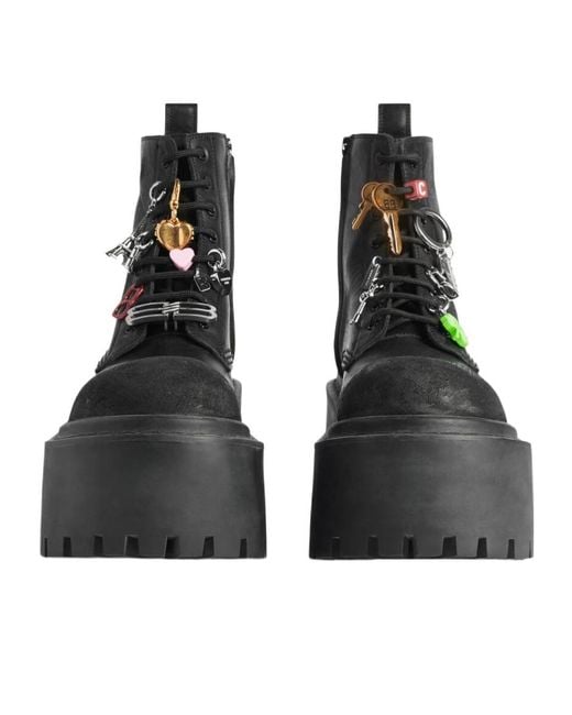 Balenciaga Black Strike Charm Platform Boots