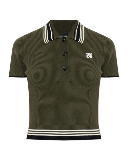 Amiri Green Short-Sleeved Knitted Polo Shirt