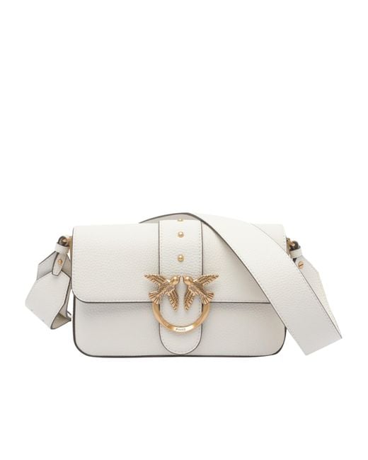 Pinko Natural Love Birds Foldover Top Satchel Bag