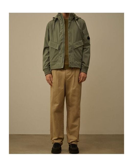 C P Company Natural Pleated Straight-Leg Trousers for men