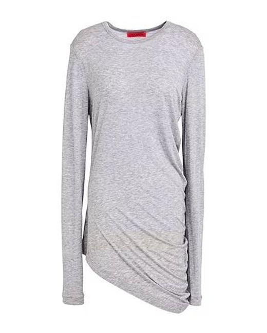 MAX&Co. Gray Solid Color Long-Sleeve Crew Neck T-Shirt