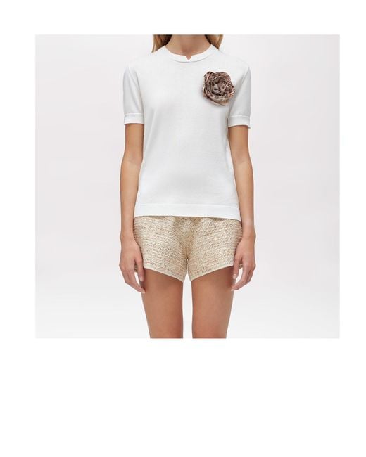 Blugirl Blumarine White Floral-Appliqué Short-Sleeve T-Shirt