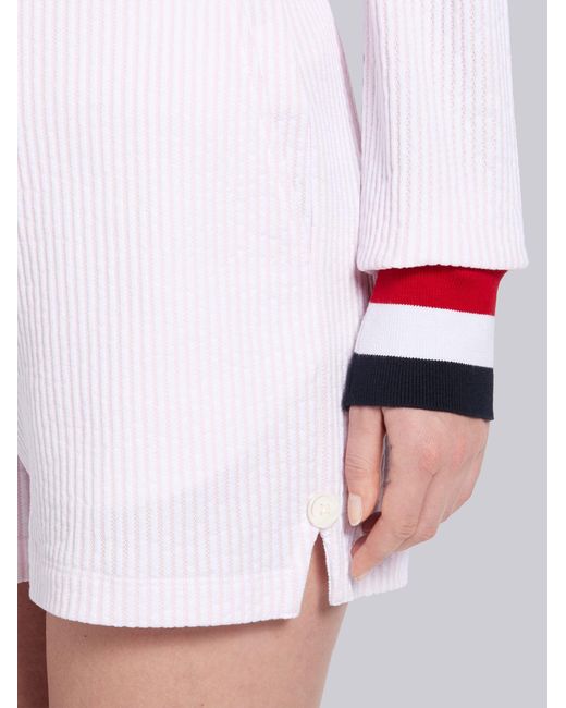 Thom Browne White Tricolour-Waistband Seersucker Shorts