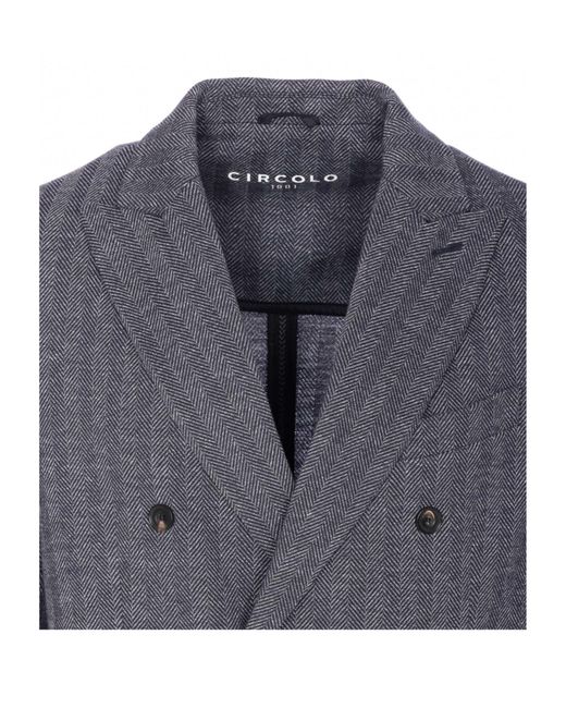 Circolo 1901 Blue Chevron Double-Breasted Jacket for men