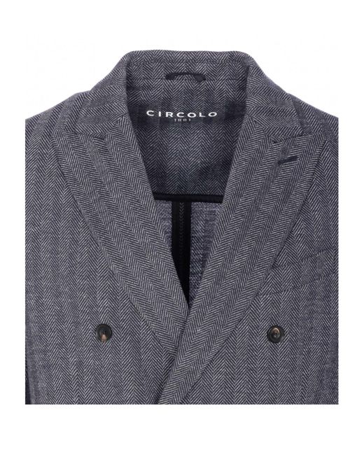 Circolo 1901 Blue Chevron Double-Breasted Jacket for men