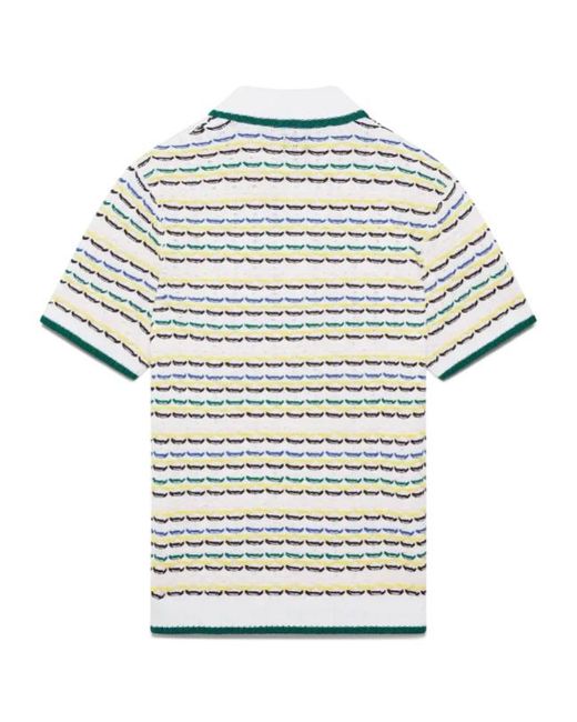 Casablanca White Tuck Stitch Short Sleeved Polo Shirt for men