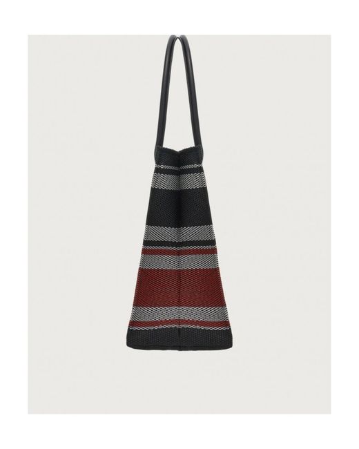 Ferragamo Black Ferragamo Logo Jacquard Signature Tote Bag