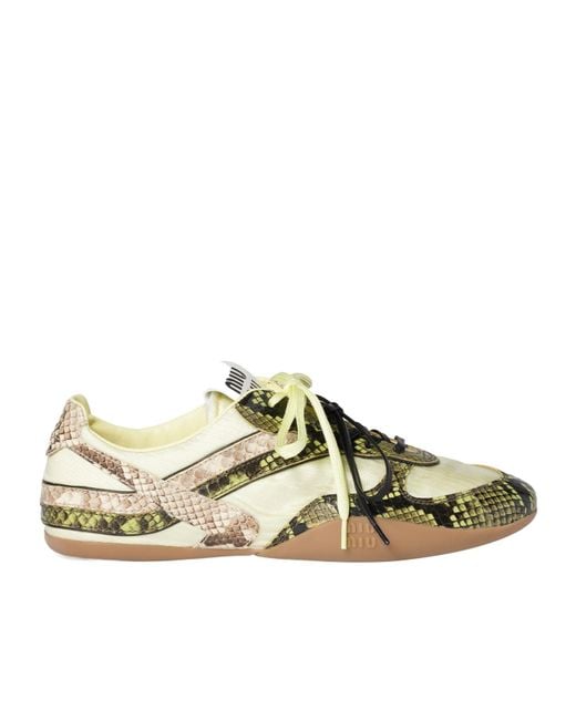 Miu Miu Metallic Gymnasium Lace-Up Sneakers