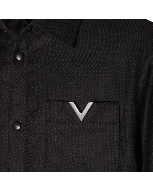 Valentino Black Logo Plaque Long-Sleeved Jacket for men
