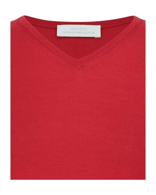 Amomento Red Wool V-Neck Sweater