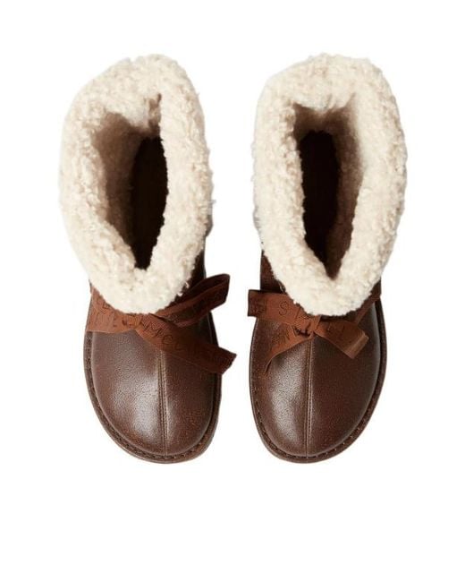 Stella McCartney Brown Platform Wedge Snow Boots
