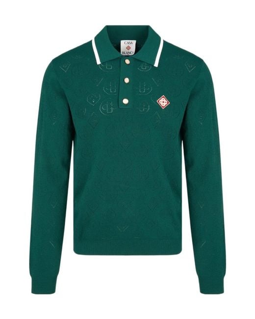 Casablanca Green Long-Sleeve Polo Shirt for men