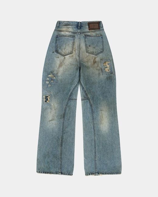 ANDERSSON BELL Blue Ripped Wide-Leg Jeans for men
