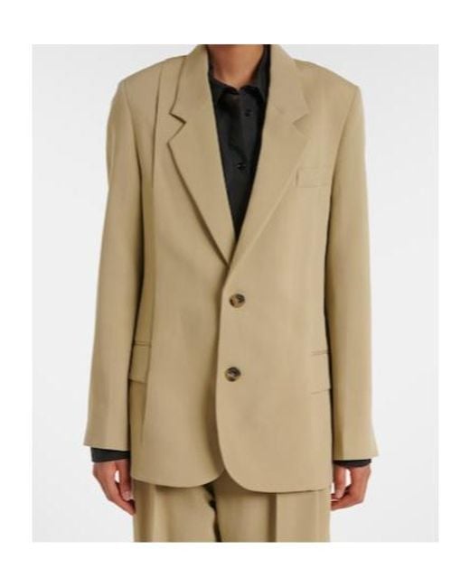 Victoria Beckham Natural Single-Breasted Blazer