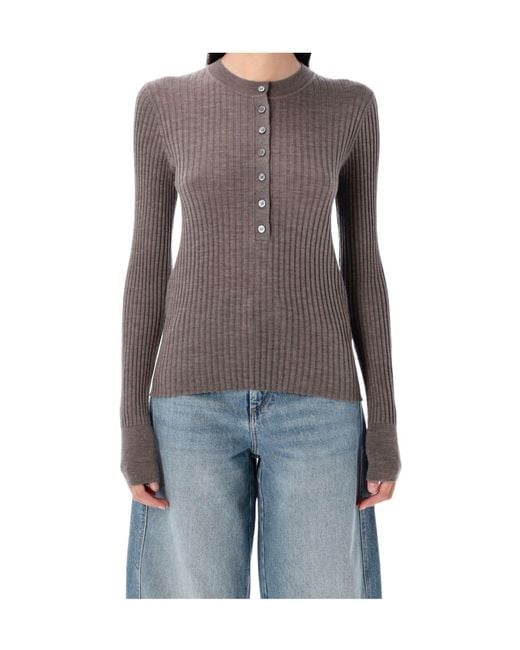 Soeur Blue Buffalo Ribbed Knit Pullover