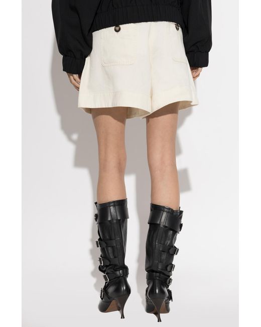 Self-Portrait White Belt-Loop Shorts