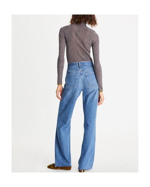 Tory Burch Gray Lurex Turtleneck Jumper