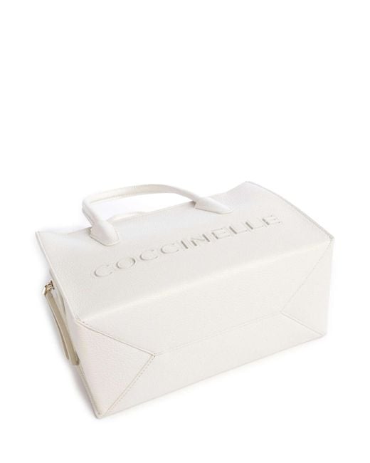 Coccinelle Natural Myrtha Grained Leather Tote Bag