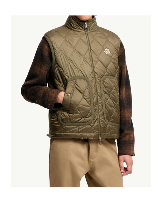 Moncler Brown Reversible Paisley Print Padded Teddy Vest for men