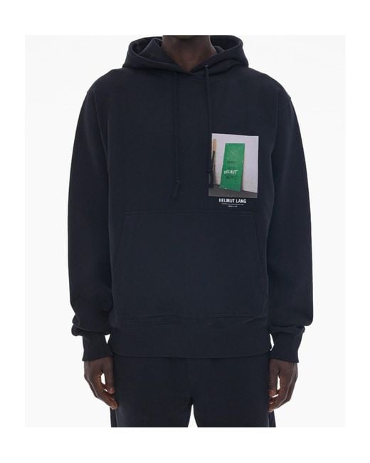 Helmut Lang Blue Photo Printed Drawstring Hoodie for men