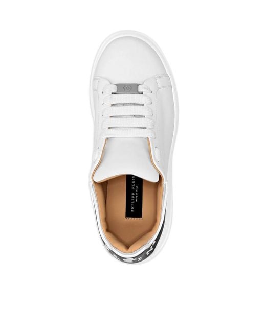 Philipp Plein White Round-Toe Low-Top Sneakers for men