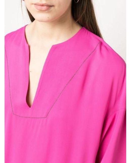 Fabiana Filippi Pink V-Neck Dress