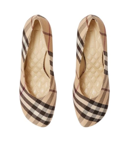 Burberry Natural Vintage Check Square-Toe Baby Pumps
