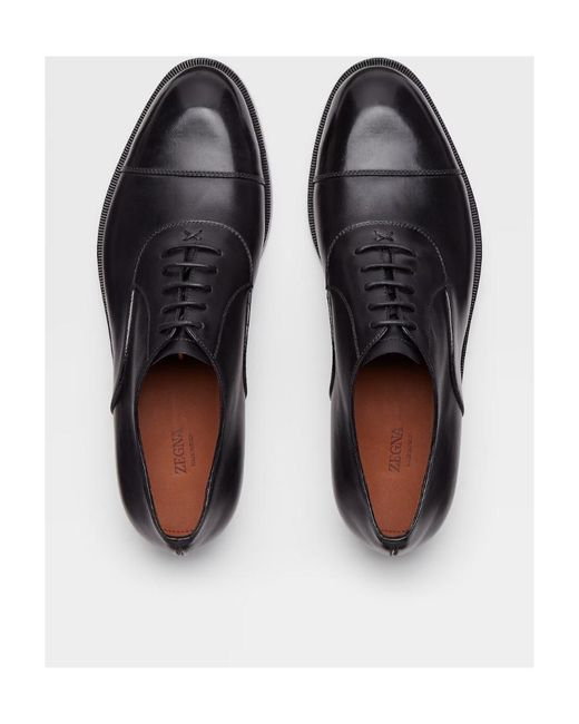 Zegna Black Torino Oxford Shoes for men