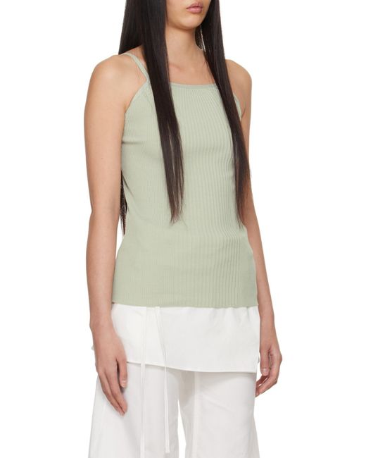 Low Classic Green Halterneck Ribbed Tank Top
